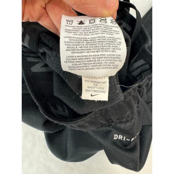 Nike Dri-Fit Joggers Pants Swoosh Black White Sweatpants Kids Youth XS - Picture 8 of 10